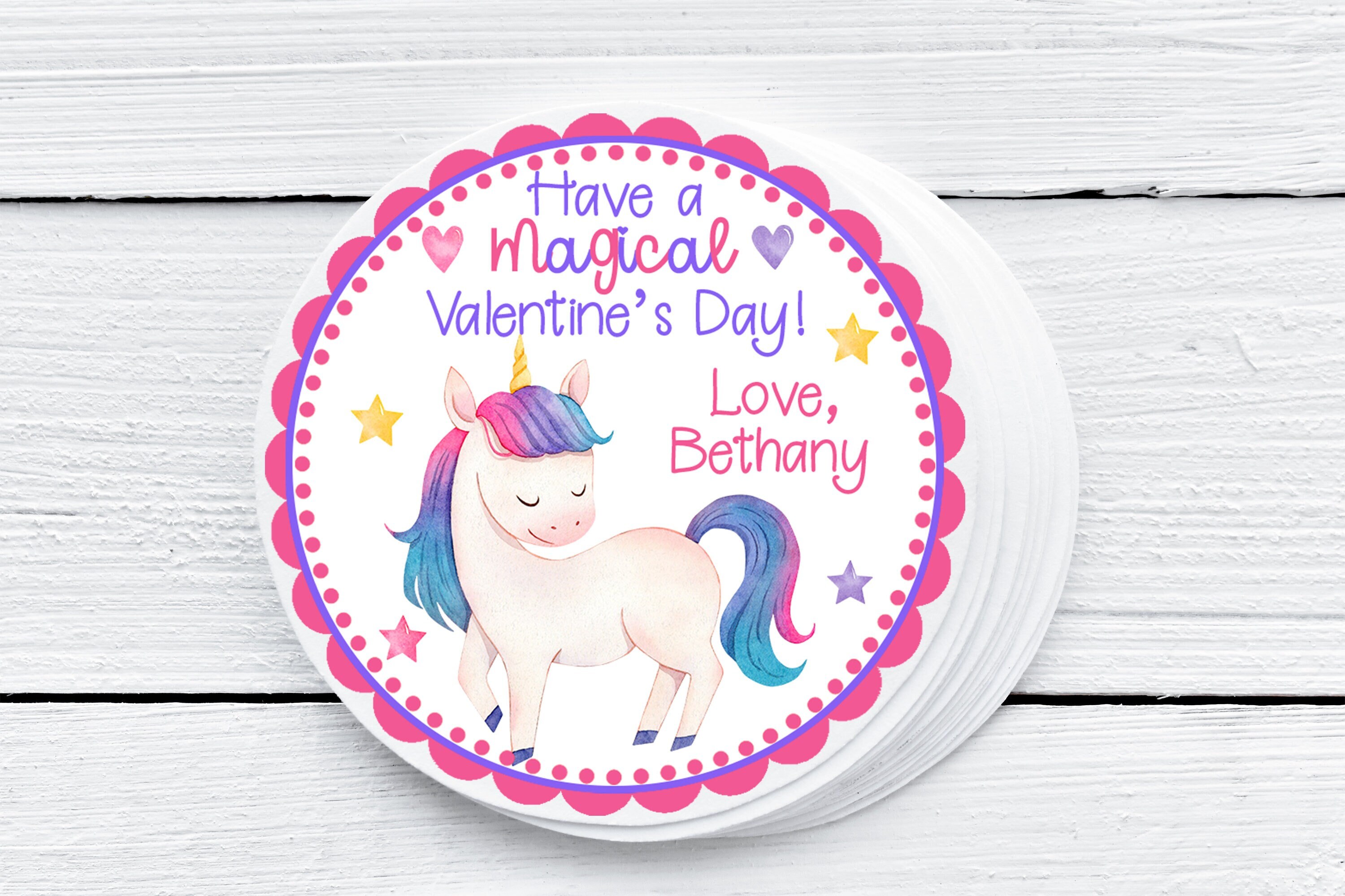 Magical Mod Unicorn Valentine's Day Stickers