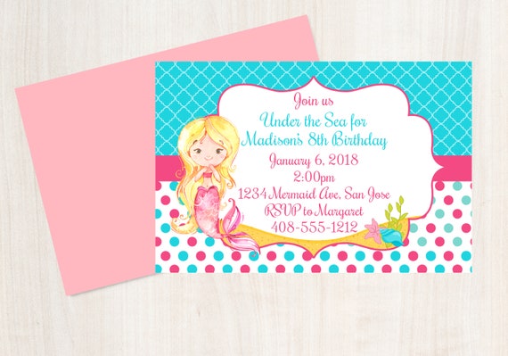 Mermaid Invitation / Mermaid Birthday / Under the Sea / Mermaid Invite / Mermaid Party / Mermaid / Under the Sea Party / Printable Mermaid Il_570xn