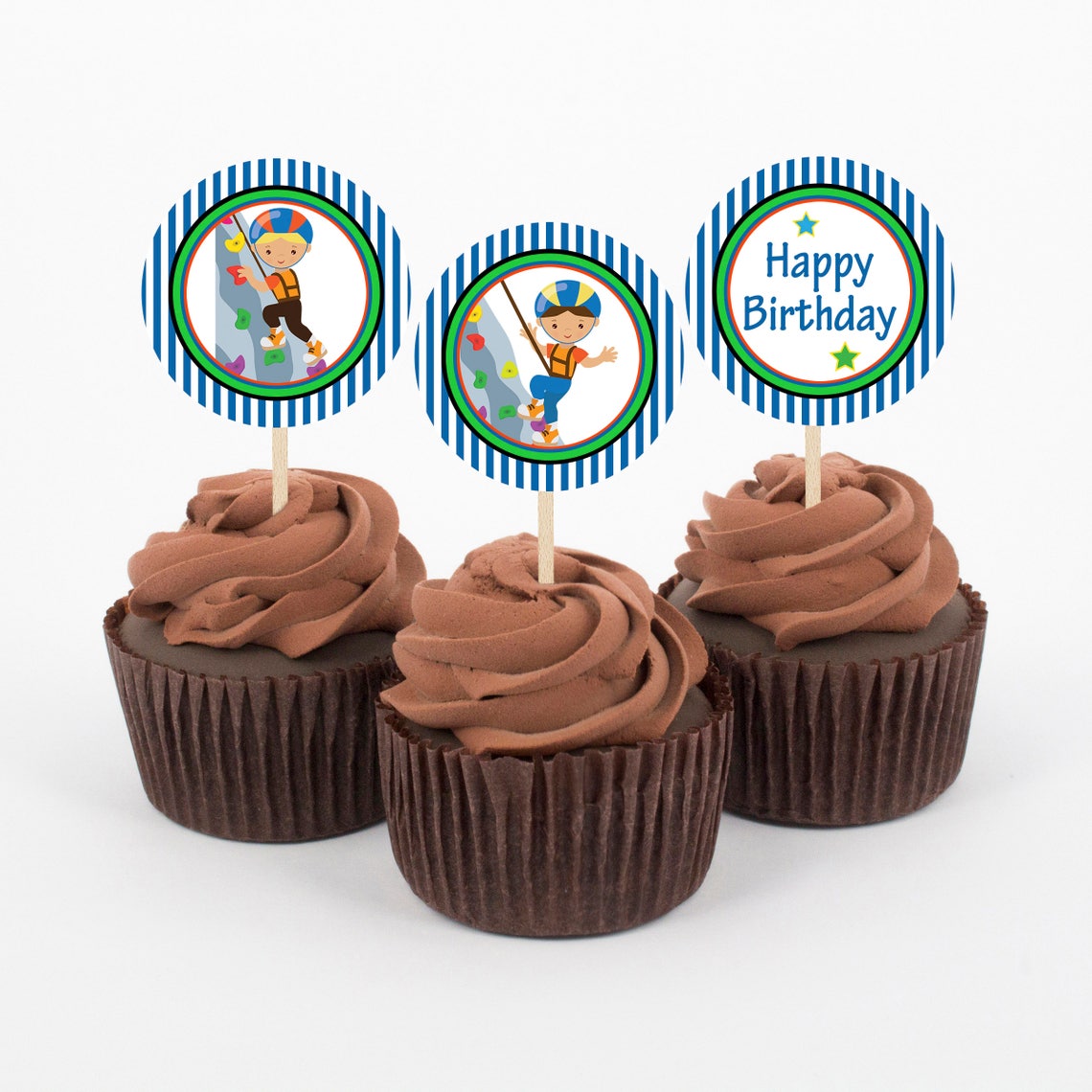 Rock Climbing Cupcake Toppers Rock Climbing Birthday Party Etsy