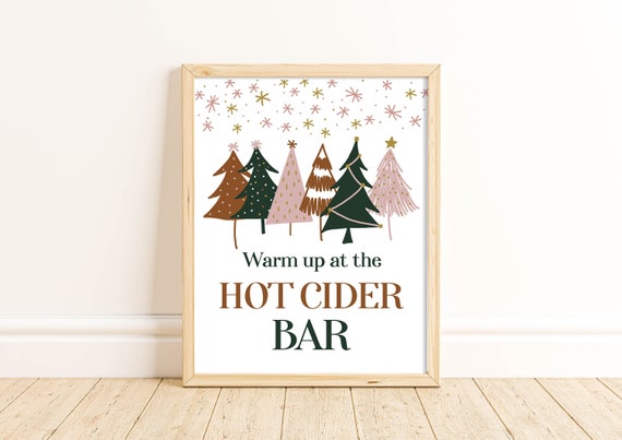 Hot Cider Bar Sign, Christmas Party Decorations, Modern Holiday Party Decor, Christmas Trees, Apple Cider Sign, Printable, Table Sign, CHPA Il_570xn