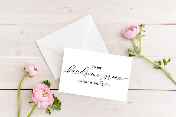 To my Handsome Groom On Our Wedding Day, To My Groom, Groom Wedding Card, Wedding Day Cards, On Our Wedding Day, Handsome Groom, Wedding Il_570xn