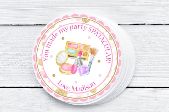 Makeup Party Favor Tag, Spa Party Favor, Spa Birthday Party, Spa Tag, Girls Birthday Party, Girls Spa Party, Spatacular Tag, Tween, MASP Il_570xn