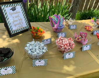 Graduation party decorations, Graduation candy buffet, Graduation party decor, Graduation decorations, Graduation favors, Class of 2024