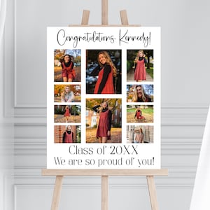 Printable Graduation Party Welcome Collage Template Editable Graduation Party Decorations Corjl Class of 2024 Sign Photo Collage Digital