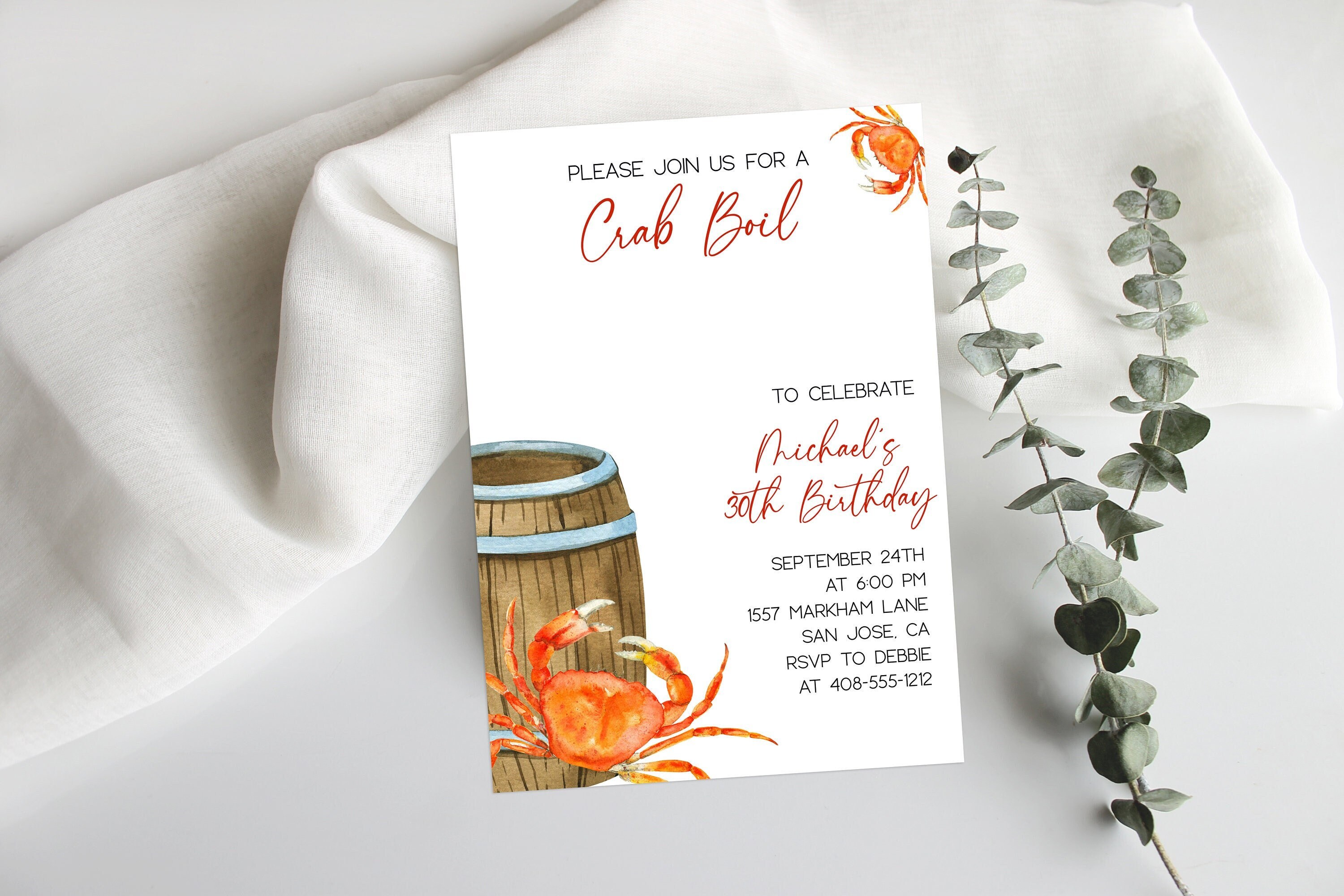 Editable Crab Boil Invitation Template Crab Feed Dinner Etsy UK