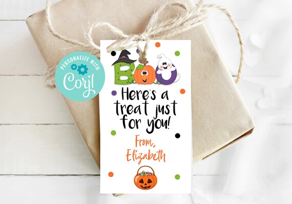 Printable Halloween Favor Tags, Corjl Halloween Tags, Personalized Tag, Boo Gift Tags, Trick or Treat Tags, Treat Bag Tags, Halloween Tags Il_570xn