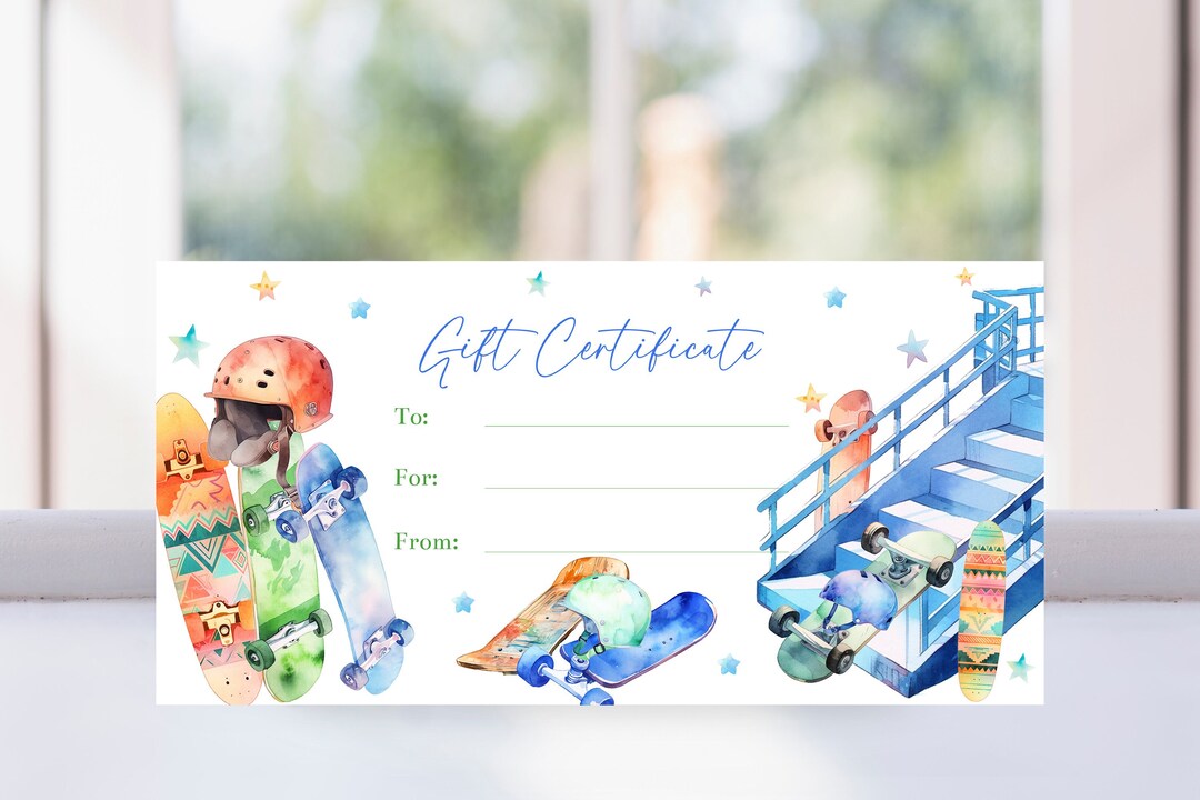 Printable Skateboard Gift Certificate Voucher Template, Skateboarding ...