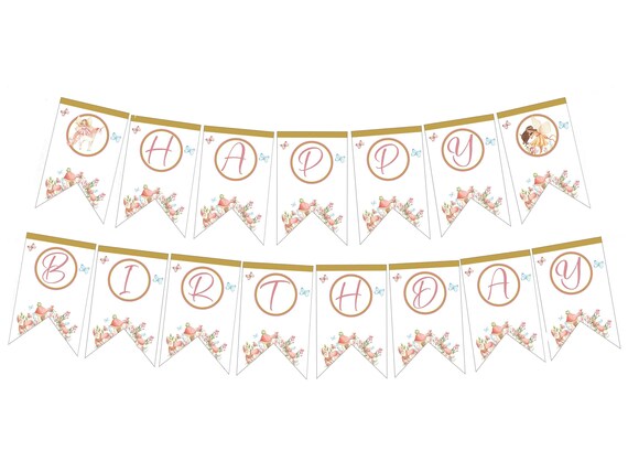 Fairy Unicorn Happy Birthday Banner Enchanted Fairy Party Fairy Garden Party Girls Birthday Fairies Printable Banner Instant Download FUMA Il_570xn