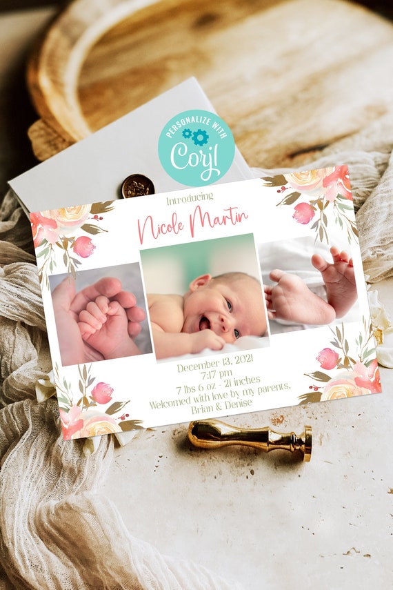 Floral birth cheap announcement