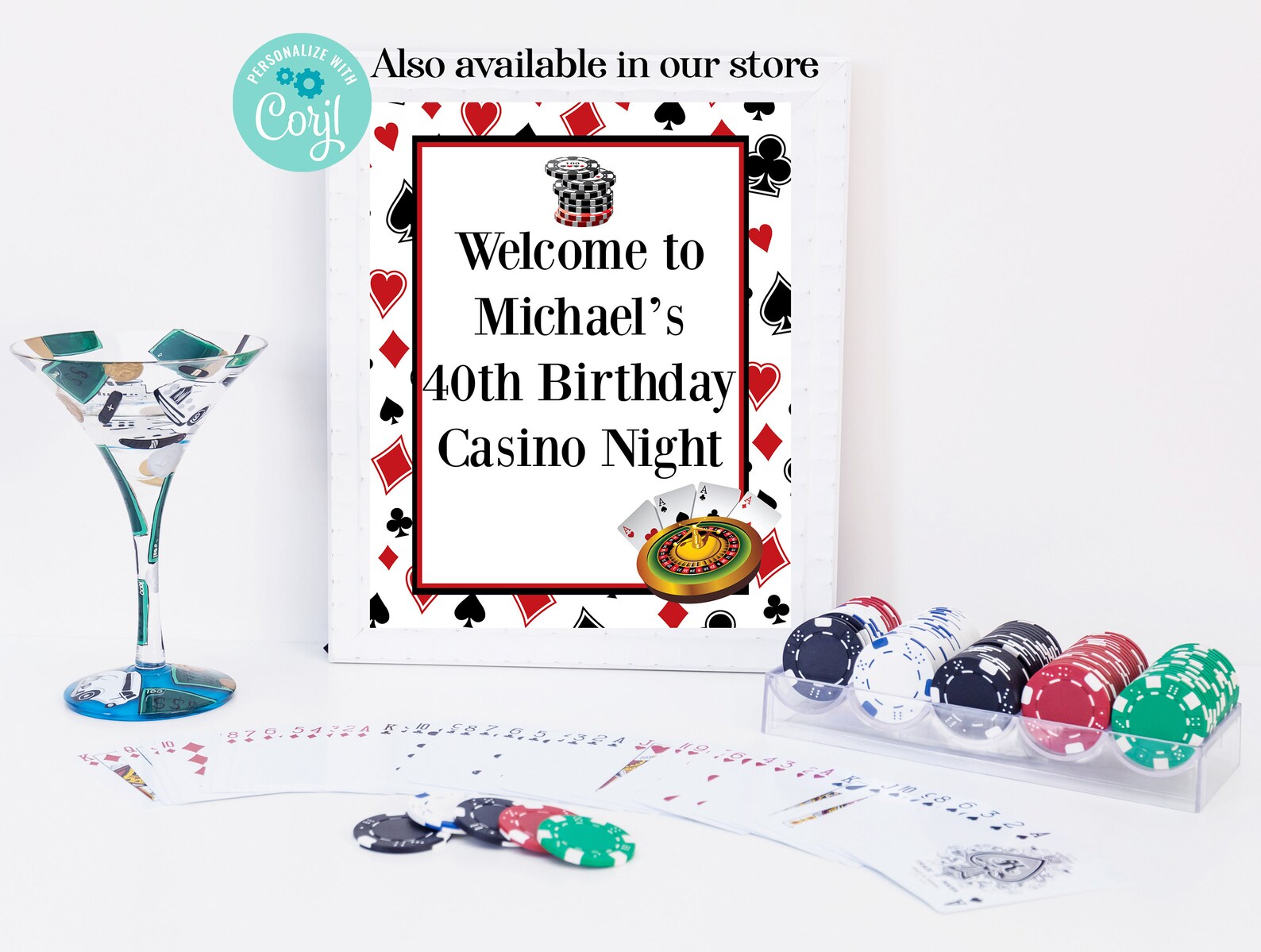 Casino Night Cupcake Toppers Birthday Cupcake Toppers Casino Etsy