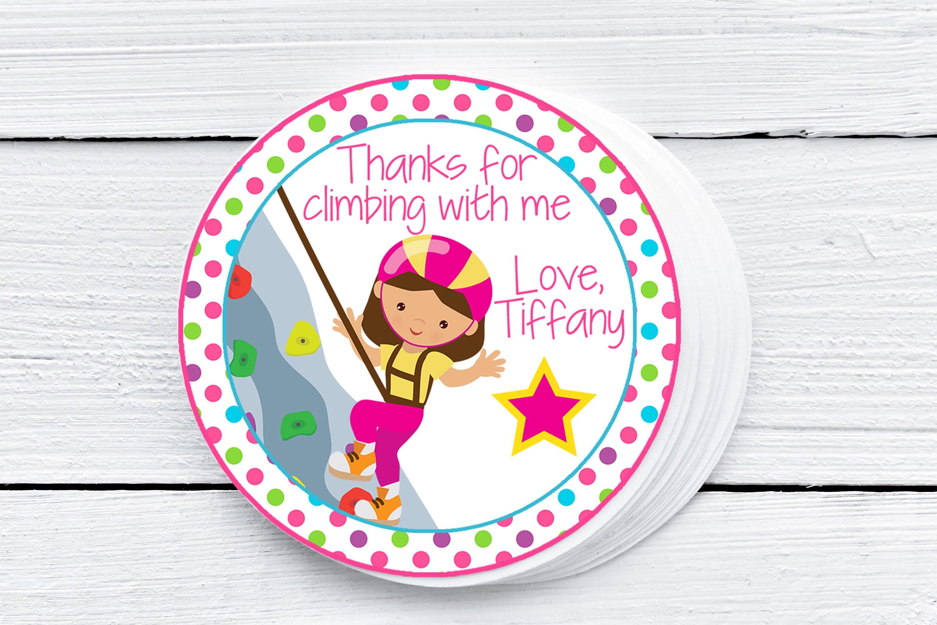 Rock Climbing Birthday Favor Tag, Rock Climbing Birthday Tag, Rock Climbing Party, Girls Birthday Favor Tag, Climb Party Favors, ROGI