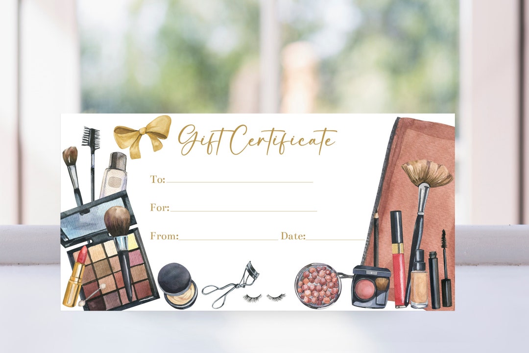Editable Makeup Gift Certificate Voucher Template, Printable Bridesmaid