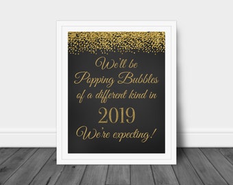 New Years Eve Pregnancy Announcement, Baby Announcement, Popping Bubbles of a Different Kind, We're Expecting Sign, Pregnancy Reveal