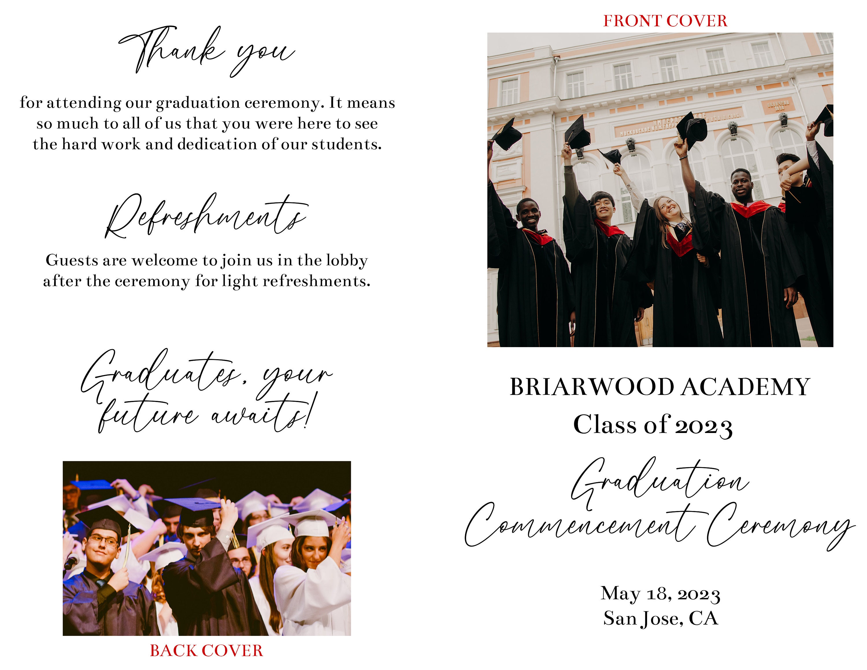 Editable Graduation Folded Program Template, Printable Commencement ...