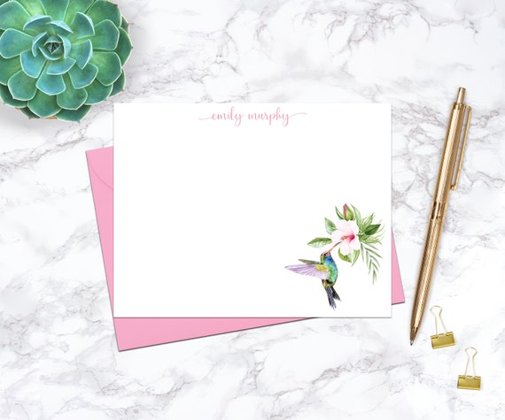 Personalized Hummingbird Note Cards, Hummingbird Gifts, Tropical Stationery, Notecards, Stationary Gifts, Birthday Gifts, Unique Gift, Birds Il_570xn