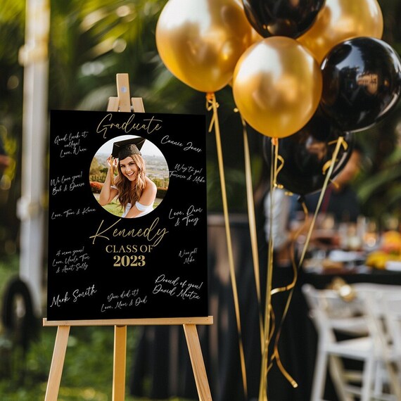 13 pezzi Decorazioni per laurea Classe del 2025, Palloncini neri e bianchi con lettere GRAD per