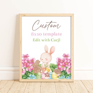 Editable Easter Brunch Bundle Templates, Invitation and Evite, Dinner Menu and Food Card, 8x10 Sign, Cupcake Toppers, Favor Tag, Corjl, EADN image 4