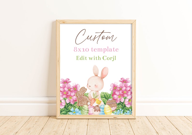 Editable Easter Brunch Bundle Templates, Invitation and Evite, Dinner Menu and Food Card, 8x10 Sign, Cupcake Toppers, Favor Tag, Corjl, EADN image 4