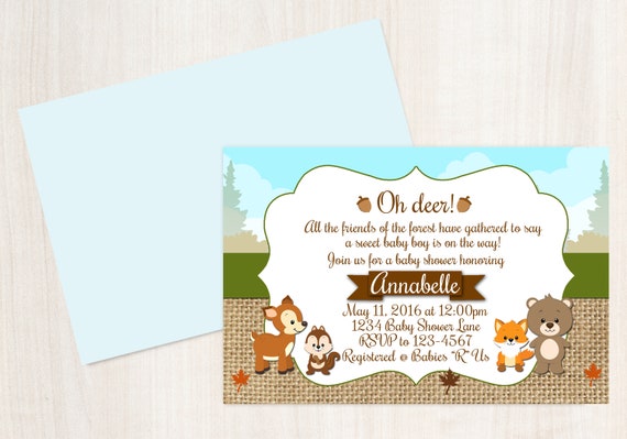 Woodland Baby Shower Invitation / Woodland Animals / Forest Animals / Deer Invitation / Fox Invitation / Bear Invitation / Printable Invite Il_570xn