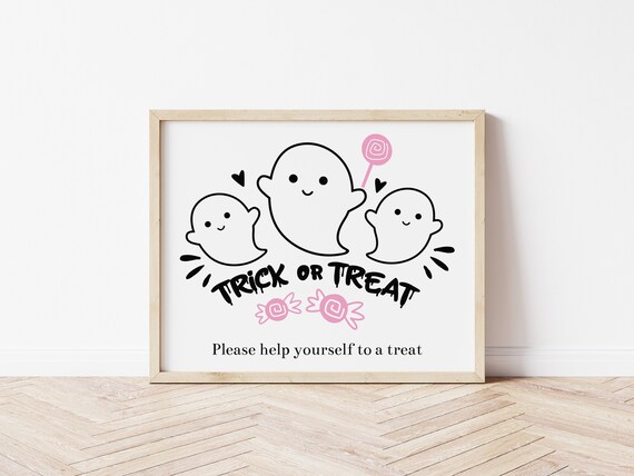 Printable Trick or Treat Sign Halloween Sign Halloween - Etsy