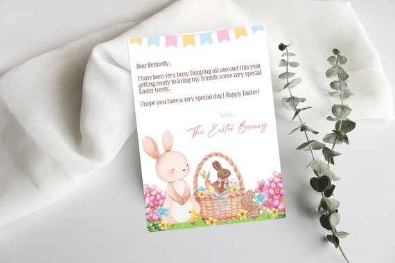 Printable Easter Bunny Letter, Editable Letter From The Easter Bunny, Personalized Letter, Easter Basket Gift, Easter Note, Corjl, EBUB Il_570xn