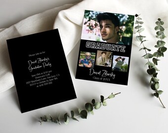 Editable Graduation Announcement, Sports Graduation Party Invite For Guys, Class of 2024 Grad Party, Printable Photo Graduation Party, Corjl