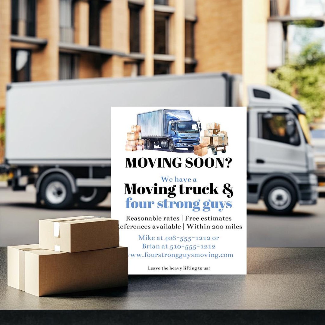 Shop Sign Moving Editable Moving Flyer Template, Printable Moving Truck 8.5x11 Sign ...