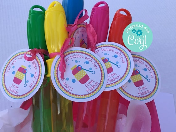 Printable End of Year Bubble Tags, Summer Vacation, Bubble Favor Tag, End of School Year Tags For Bubbles, Corjl, Printable Tags, Instant Il_570xn