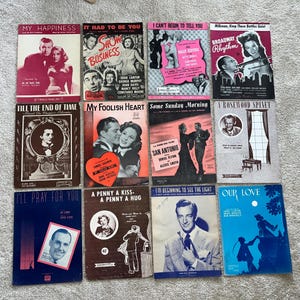A Dozen Mixed Artists Vintage Sheet Music Plays Movies and More