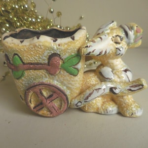 Italian Art Pottery Donkey with Cart Planter Gambone 1950's