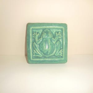 Whistling Frog Pottery Square Frog Tile Made and Dated 2000