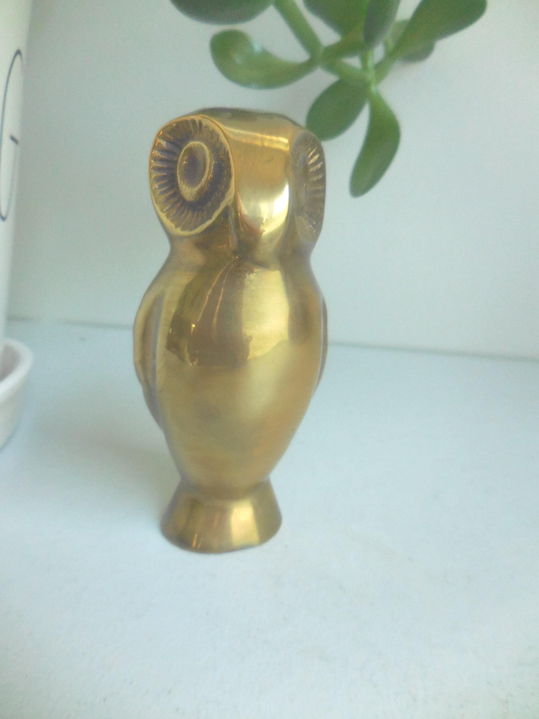 Vintage Brass Owl Figurine Paper Weight