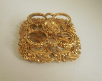 Vintage Hollywood Regency Style Vanity Lipstick Holder in Gold Tone and Adorned with a Rose Leaves and Berries