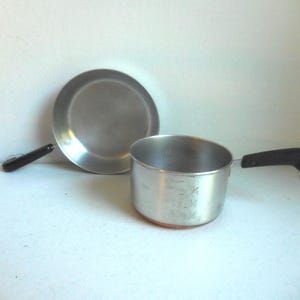 Two Mini Pieces of Reverware Copper Bottom Pot and Pan