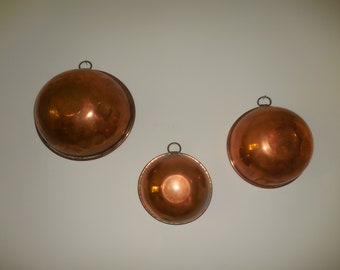 Set of Three Copper Nesting Bowl Vintage for Your Baking or Cooking Needs