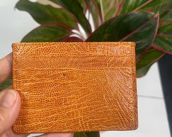 Brown Genuine Ostrich Leather Cardholder, Slim Wallet