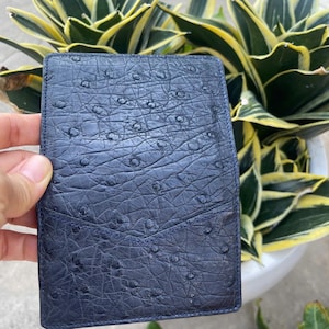 Estuche para tarjetas de crédito/billetera para hombre de cuero genuino de lujo minimalista mini delgado de doble cara con patas de avestruz