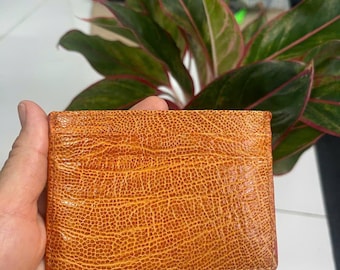 Brown Genuine Ostrich Leather Cardholder, Minimalist Wallet