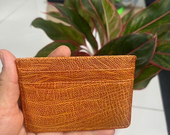 Brown Ostrich Leather Cardholder, Slim Wallet