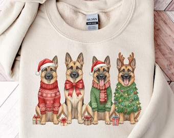 Kersttrui Duitse herder, kerst hondenshirt, huur Duitse herder, shirt Duitse herder moeder, cadeau hondenliefhebber, vakantietrui