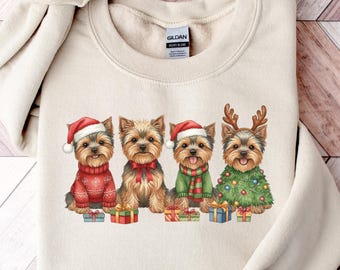 Christmas Yorkie Sweatshirt, Christmas Dog Sweatshirt, Yorkie Sweatshirt, Yorkie Mom Sweatshirt, Dog Lover Gift, Holiday Sweatshirt