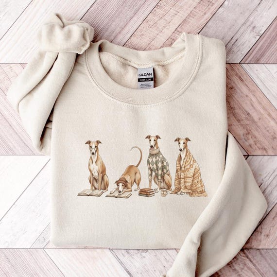 Greyhound Book Lover Sweatshirt, Book Lover Gift, Dog Mom Gift, Funny Dog Sweatshirt, Dog Lover Shirt, Reader Shirt, Greyhound Mom Shirt