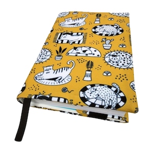 Cozy Cat Naps Book Cover, Waterproof Adjustable Book Protector, Padded Cover for Paperback and Hardcover Book, Book Lover Gift  | Nuva