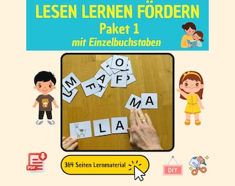 Language development, reading, learning letters, German with flashcards, language cards, reading acquisition support, primary school, preschool, gift
