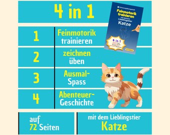 Feinmotorik Schwungübungen Übungsheft Malbuch Kindergarten Vorschule Grundschule mit Katzen Vorbereitung auf das Schreiben ab 4 Jahren