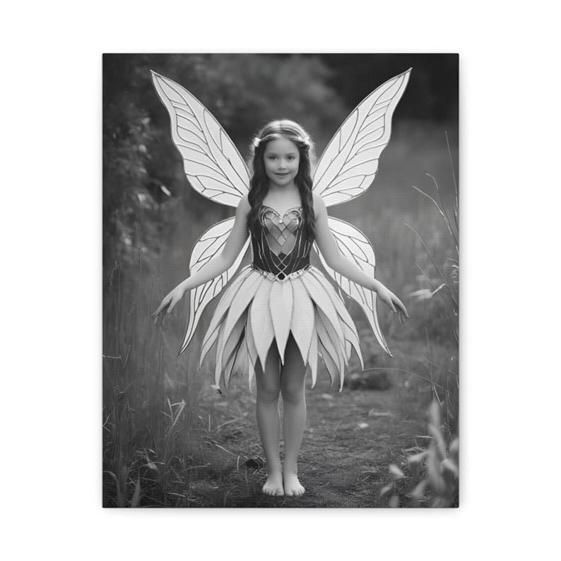 Adorable Black and White Fairy Art, Canvas Wall Decor, Perfect for ...