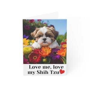 Cartes de correspondance ShihTzu chien mignon - Love Me Love My Shih Tzu, parfait pour les amoureux des animaux de compagnie, anniversaires, célébrations, cartes de remerciement, lot de 10