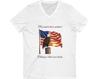Patriotic Tee, Unity Shirt, Inspirational T-Shirt, Unisex V-Neck, Patriotic Apparel, American Pride Top