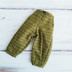 Cropped baggy trouser pants for Blythe Dolls, Blue, Greens and Pinks doll collectors, cotton pants for dolls Green Lines