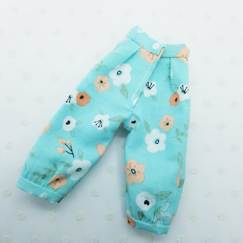 Cropped baggy trouser pants for Blythe Dolls, Blue, Greens and Pinks doll collectors, cotton pants for dolls image 9